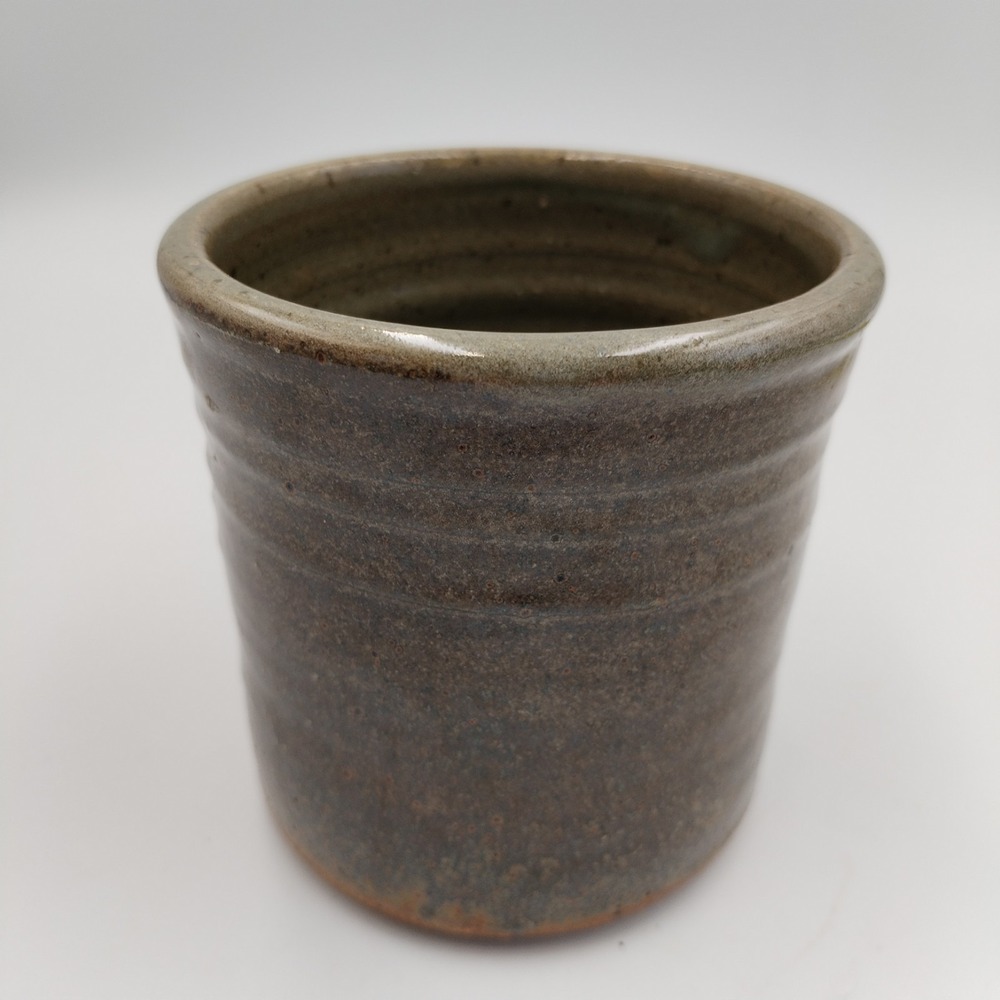 Vintage 1989 Signed Studio Pottery Tumbler Trident Mark PS 89 Stoneware Cup 4"